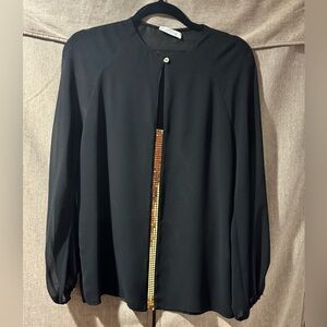 Versace Collection Sheer Black Blouse with Gold Detail, size unknown (m?)